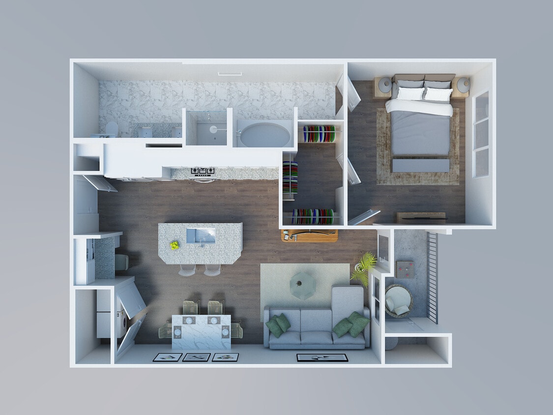 Floor Plan - 1 Bed 1 Bath