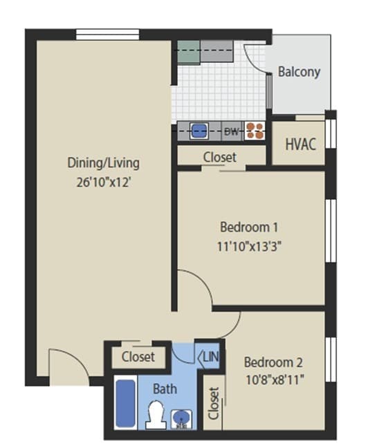 ORM - 2BR / 1BA Deluxe - 2B1B - Deluxe