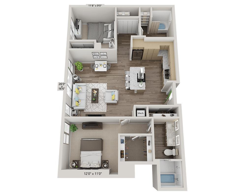 Floor Plan - Two Bedroom B2S