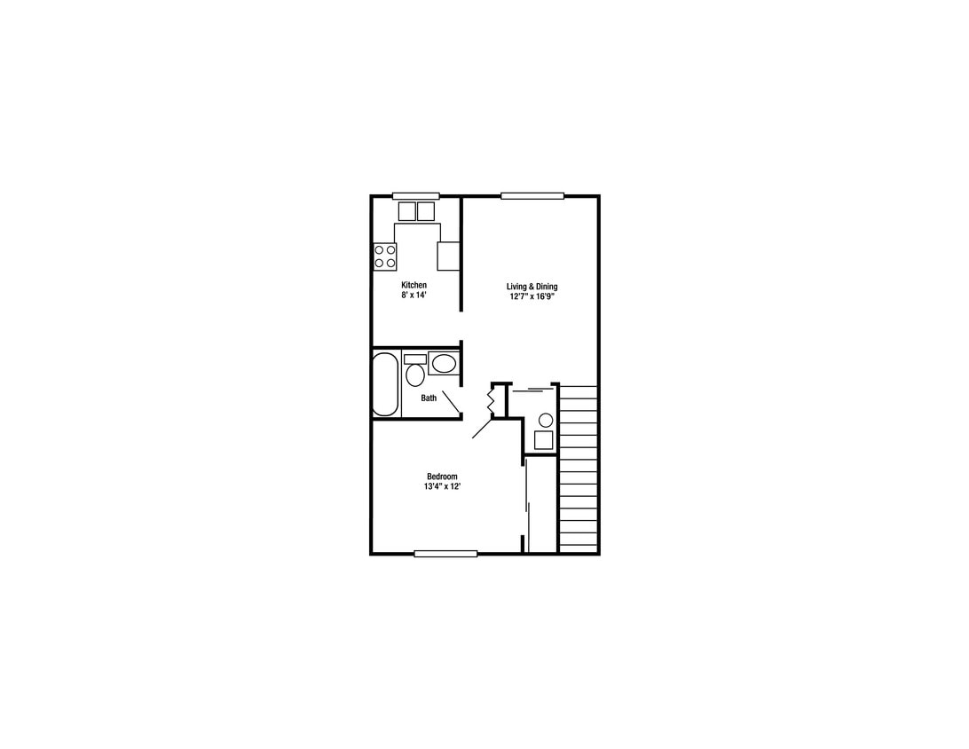 1 Bedroom one bath - 1B