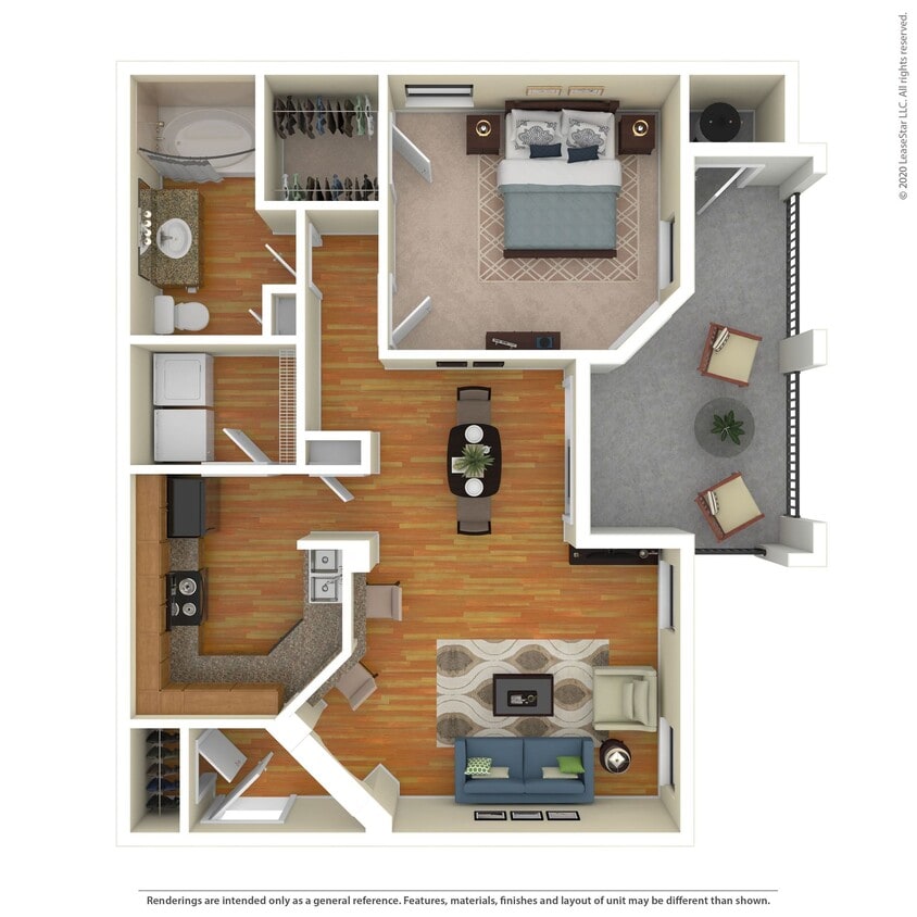 Floor Plan - 1 Bed 1 Bath 886 SqFt (746 Net)