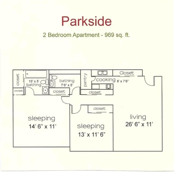 Floor Plan - Parkside 2 bedroom