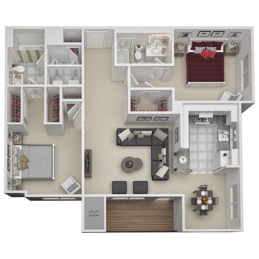 Floor Plan - 2 Bed 2 Baths - B2