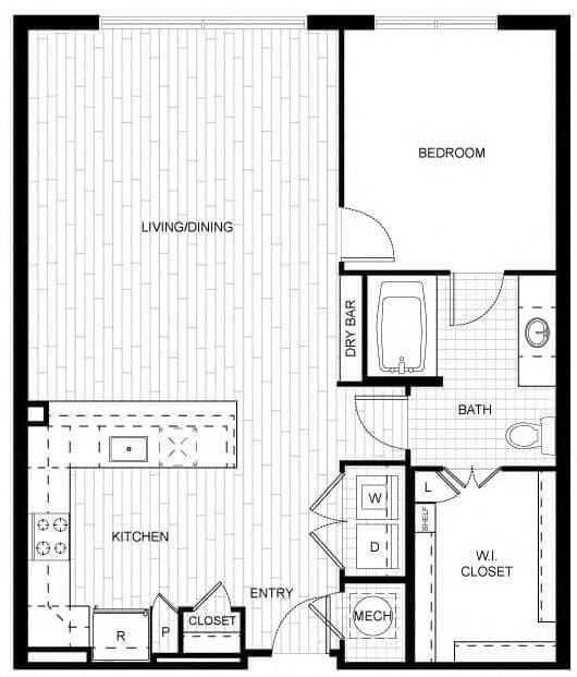 Floor Plan - 1 Bed/1 Bath-F_A05