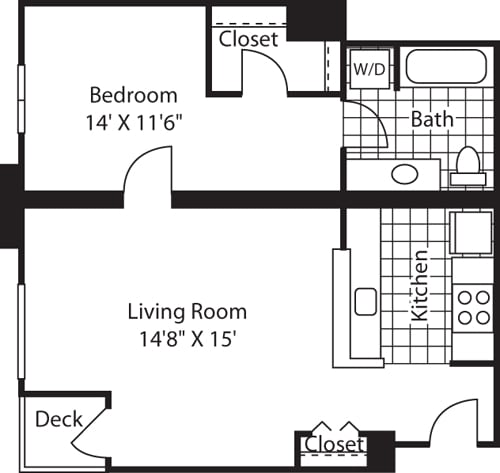 Floor Plan - 1 Bed 608-1608