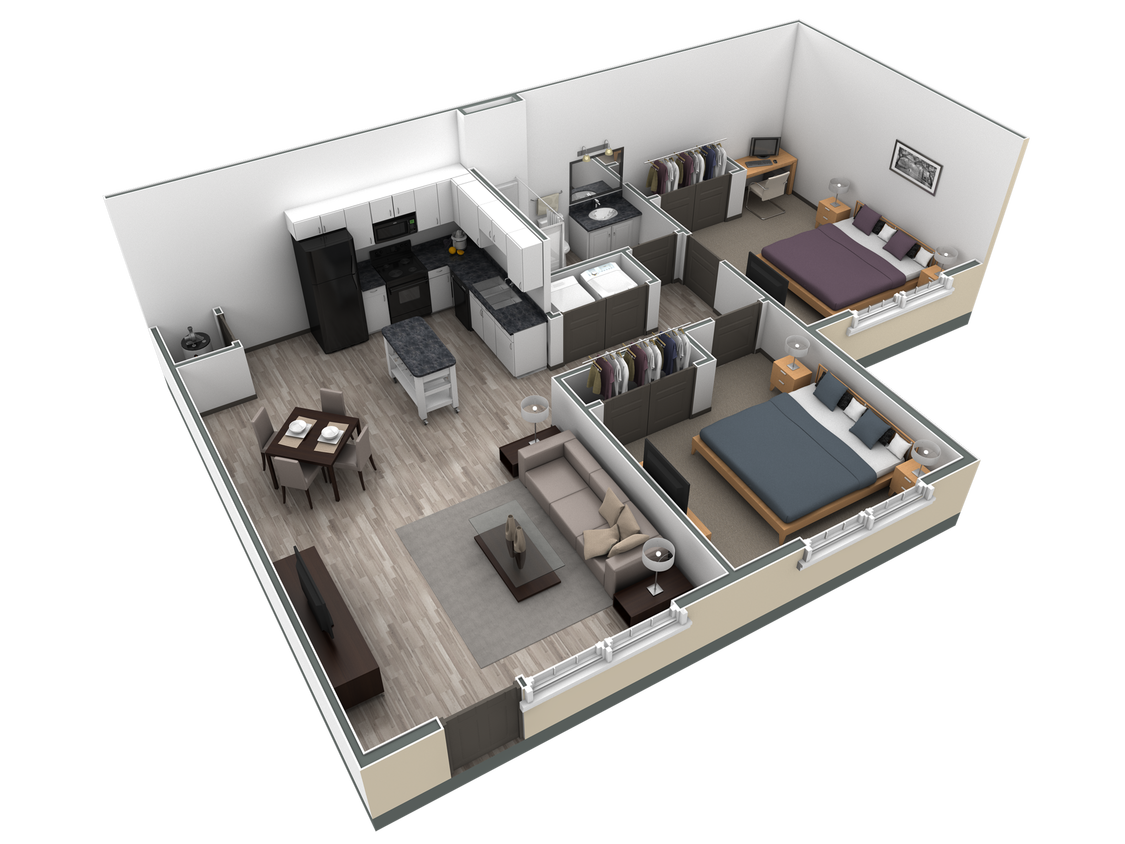 Floor Plan - 2-1 BR Retreat Courtyard