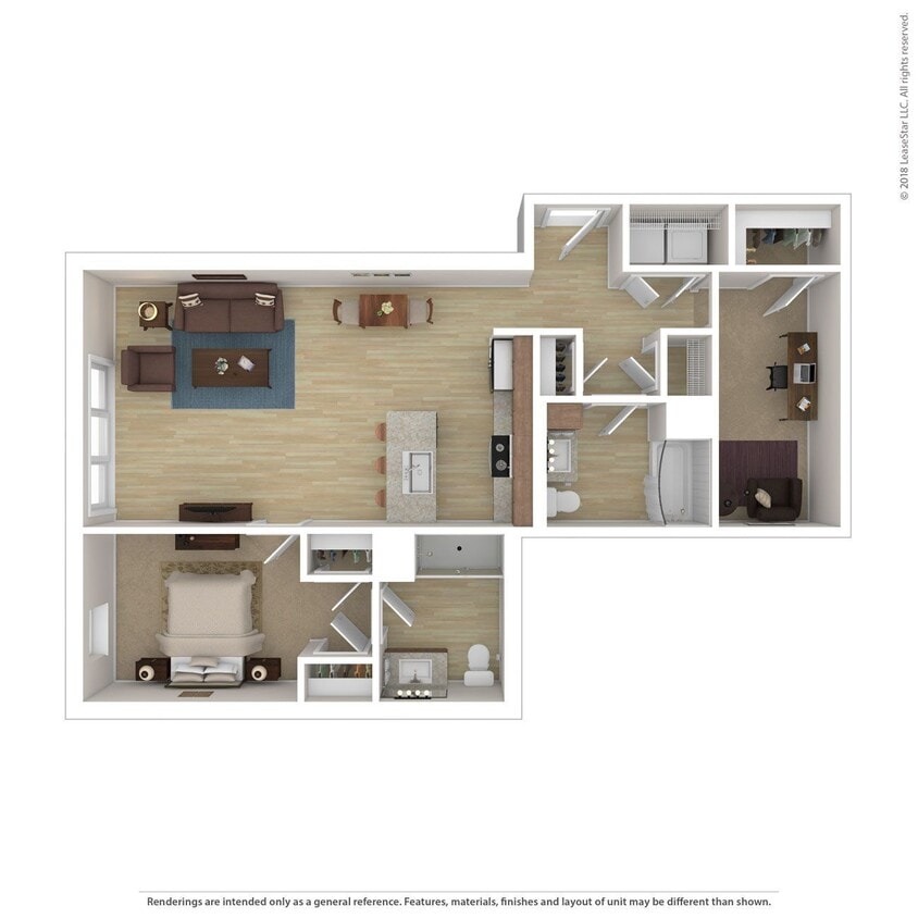 Floor Plan - Aria 1 Bedroom + Den B6