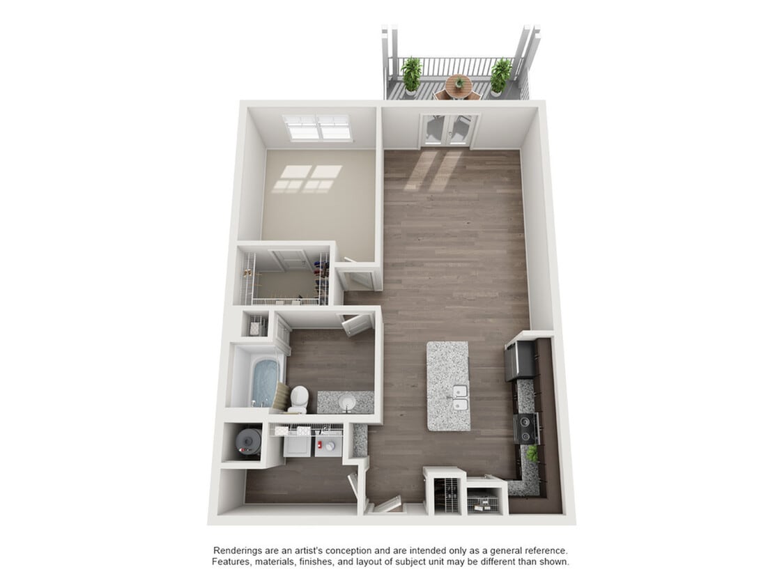 Floor Plan - 1 Bedroom/1 Bath-884 Sq Ft
