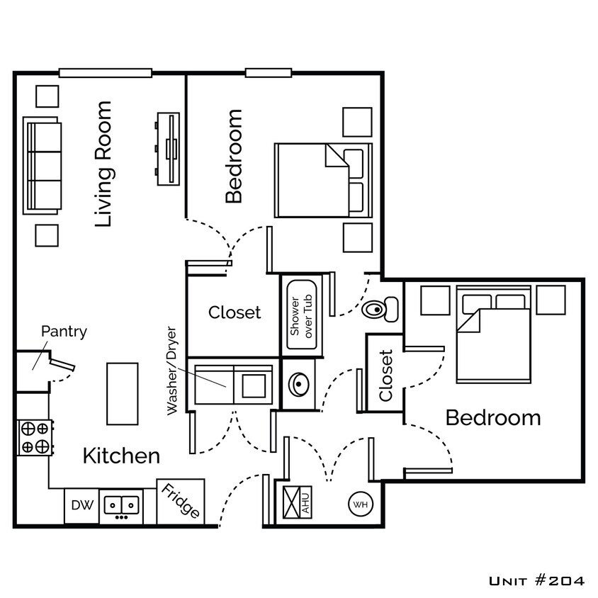 Floor Plan - 2 Bedroom, 1 Bath
