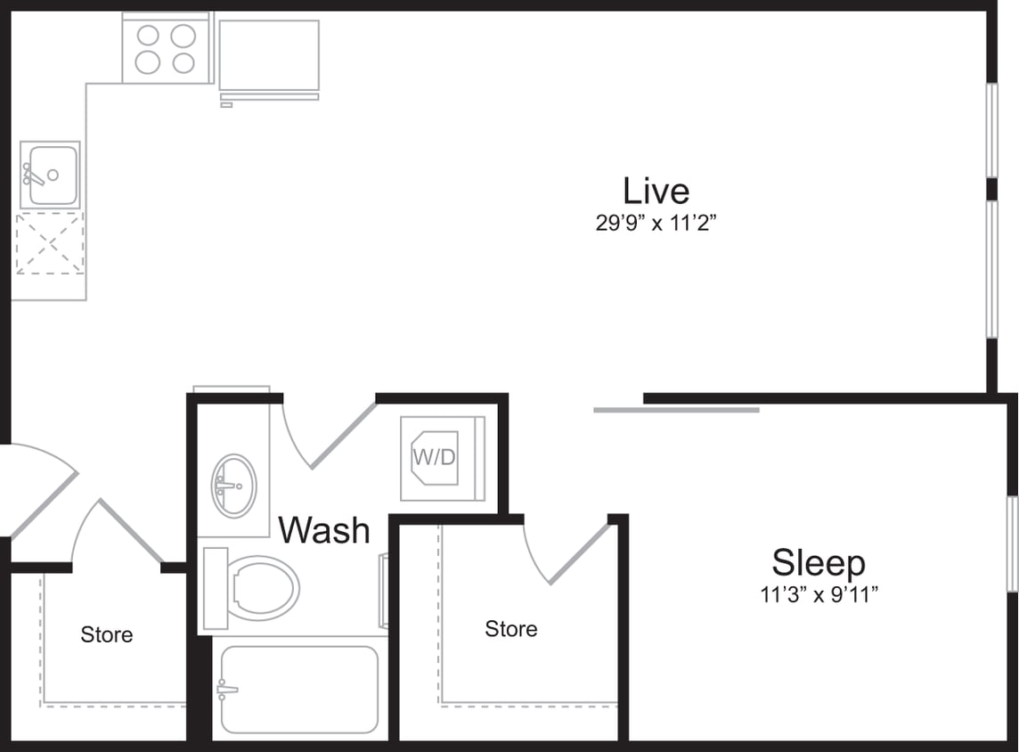 Floor Plan - 1 Bedroom D