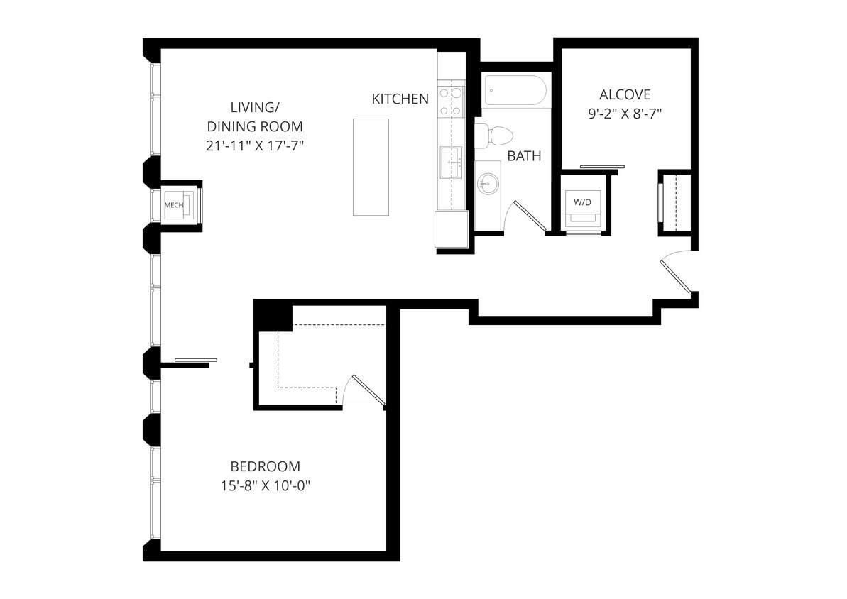 Floor Plan - One Bedroom with Den - a13