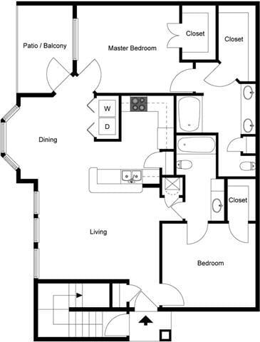 Floor Plan - 2 Bedroom 2 Bath - F