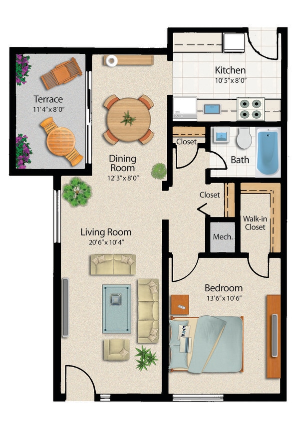 Floor Plan - 732sq ft