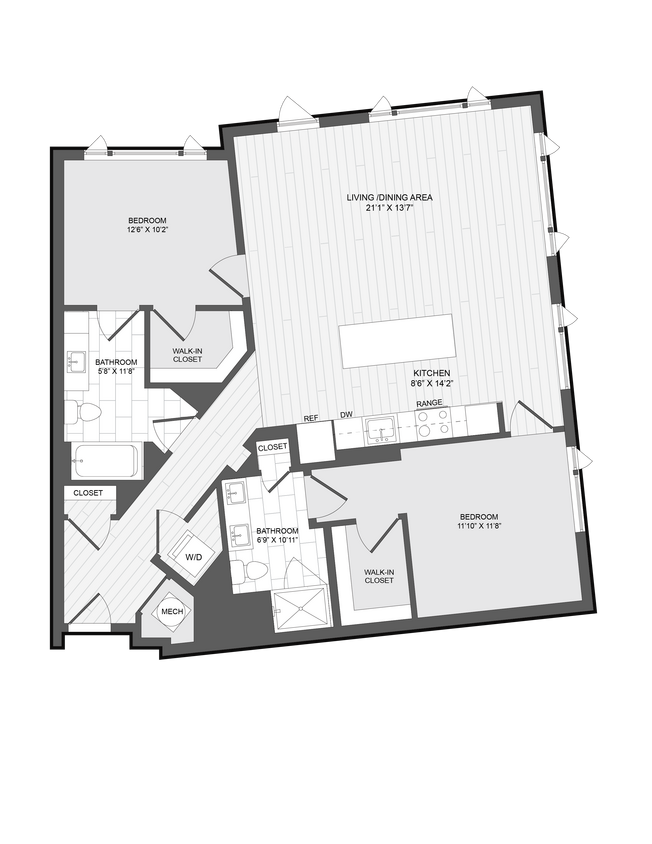 Floor Plan - 2 Bed2 Bath-2J