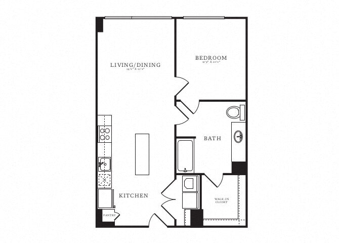 Floor Plan - 1 Bed/1 Bath-B5B