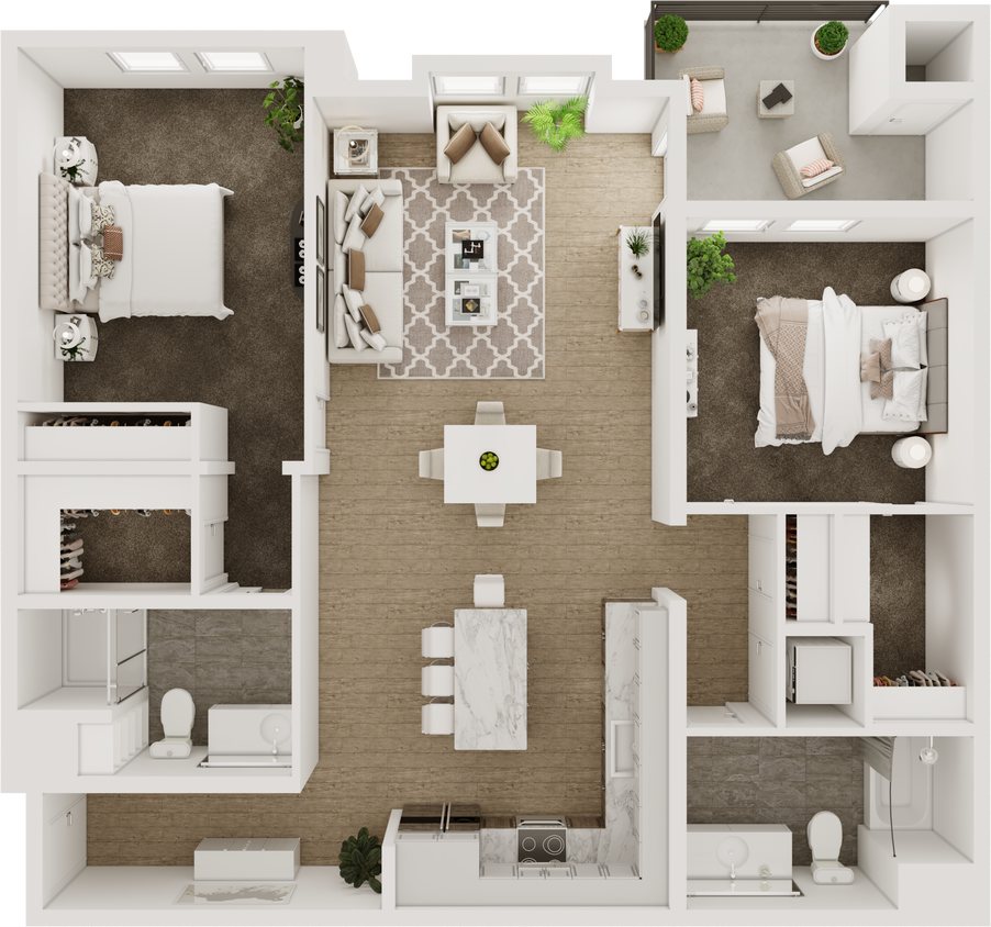 Floor Plan - 2BD, 2BTH B6