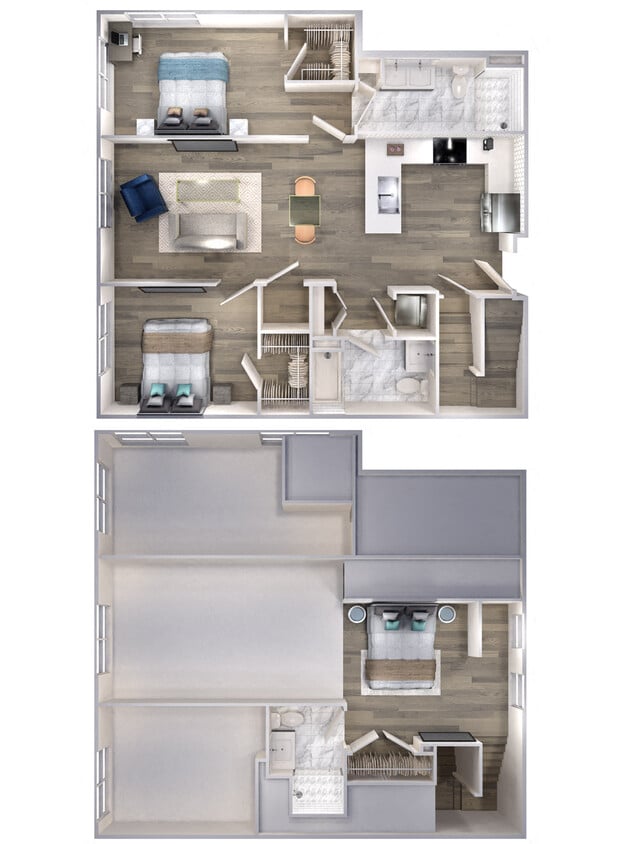 Floor Plan - Avenue F | 2 Bed/3 Bath Loft-C2D
