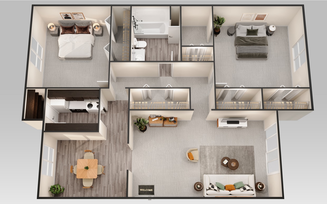 H-B - 2 Bedroom 1 Bath