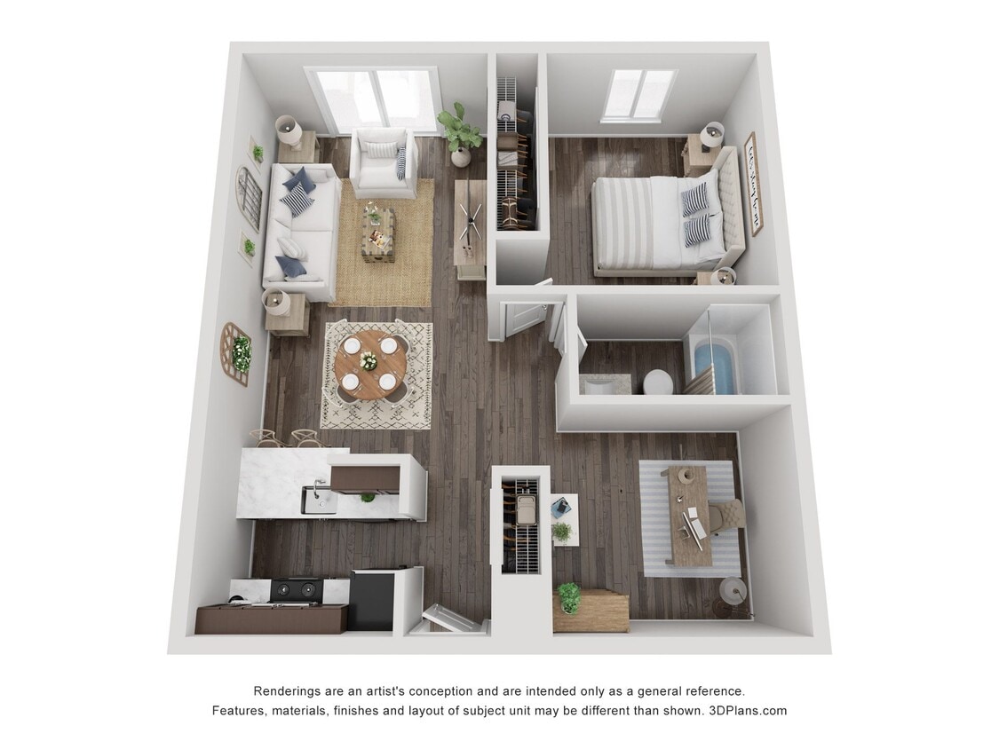 Floor Plan - A3 - 1 Bed 1 Bath w/ Den