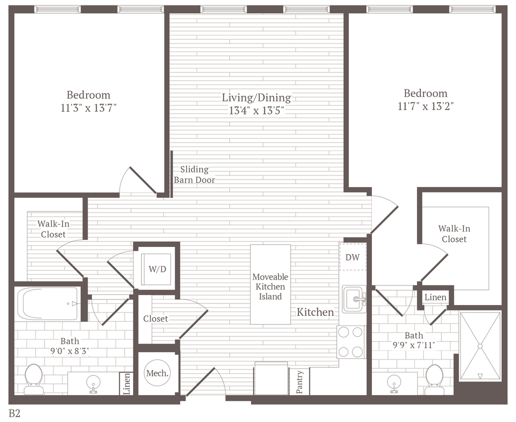 Floor Plan - 2 Bed 2 Bath