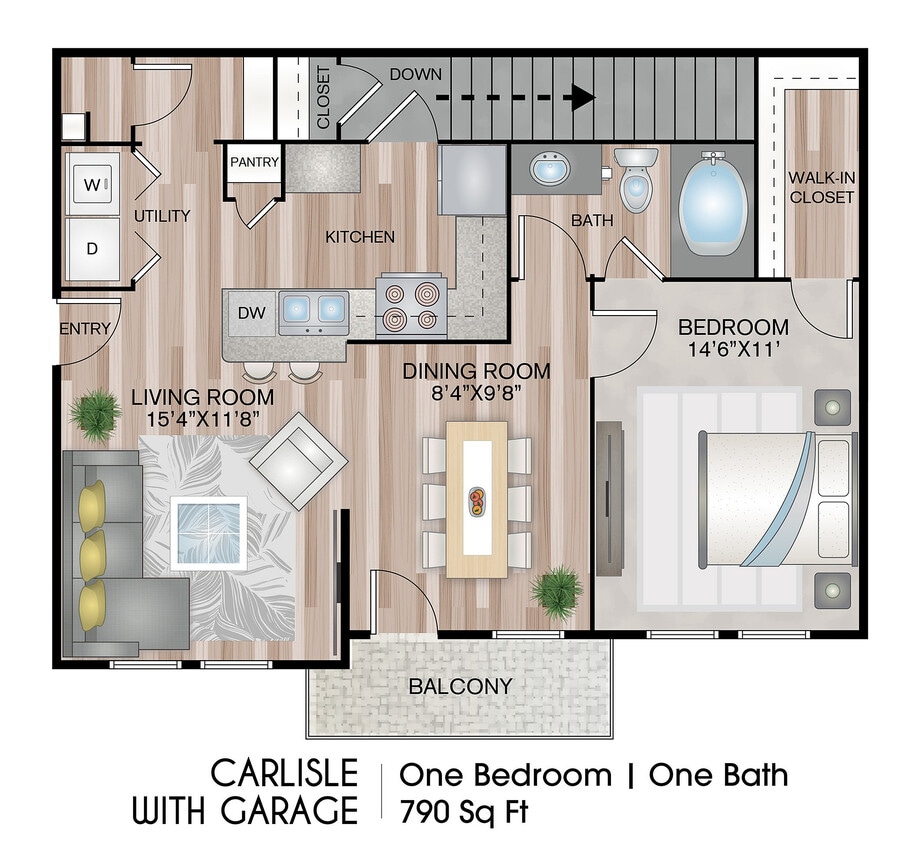790 Square Feet - Carlisle with Garage