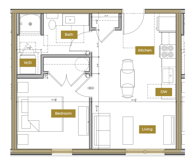 Floor Plan - 1 Bedroom Floor Plan A | Lofts North