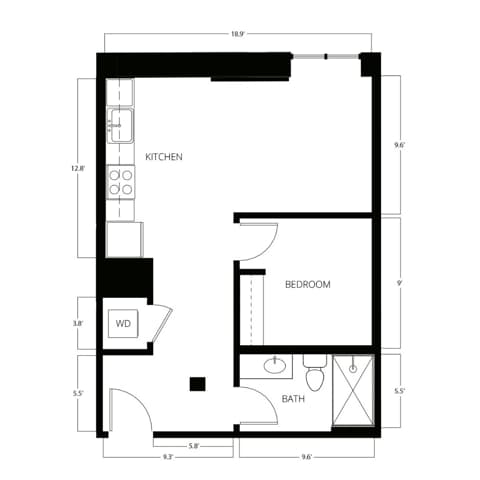One bedroom Liberty West Bottoms Flats - A1-LIB