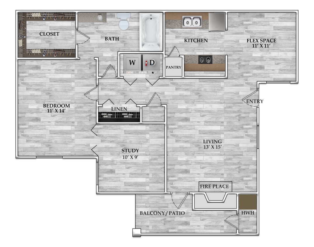 1x1 876 SF - 1x1 876 SF