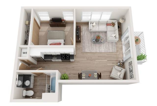 1 Bed / 1 Bath - 652 SF - River