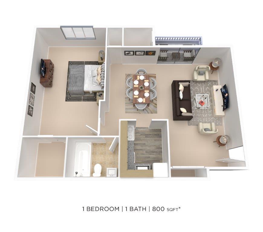 Floor Plan - One Bedroom- 800 sqft
