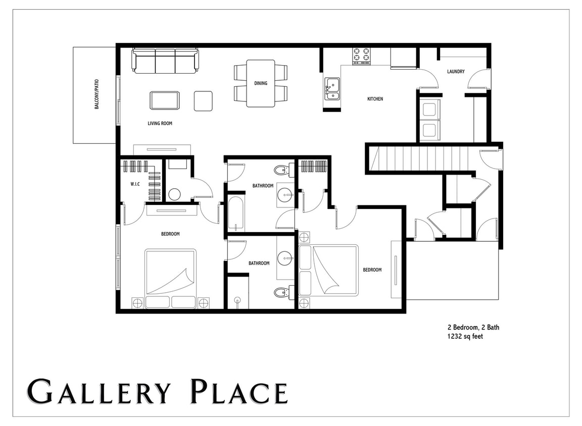 Floor Plan - 2 Bedroom, 2 Bath