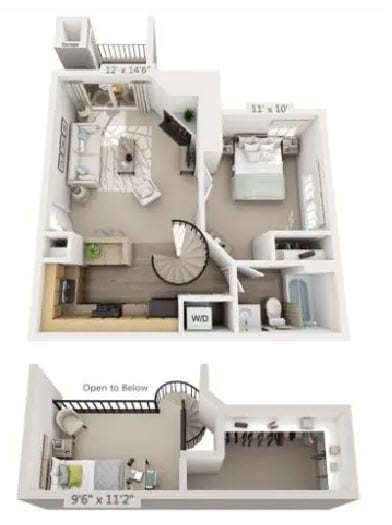 Floor Plan - 1 Bed, 1 Bath Loft | Classic