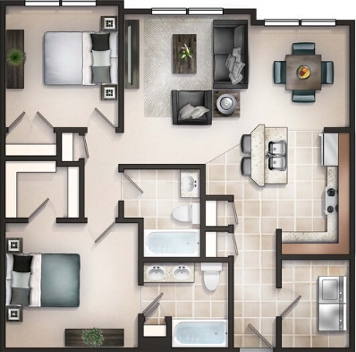 ESSEX | 2 BED/2 BATH | 1124 SQFT - The Essex