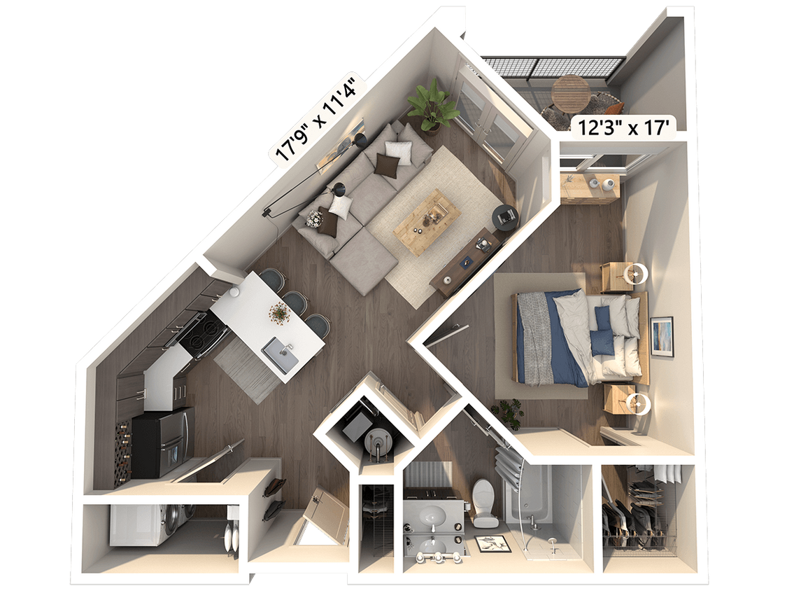 Floor Plan - A1 1 Bed 1 Bath