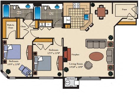 Floor Plan - 2 Bed/2 Bath-B7