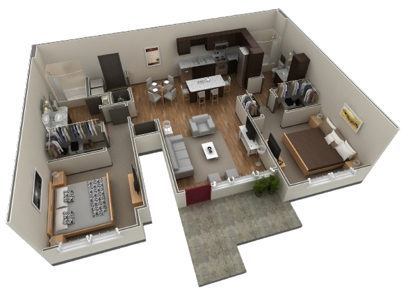 Floor Plan - 2 BR Grand Courtyard