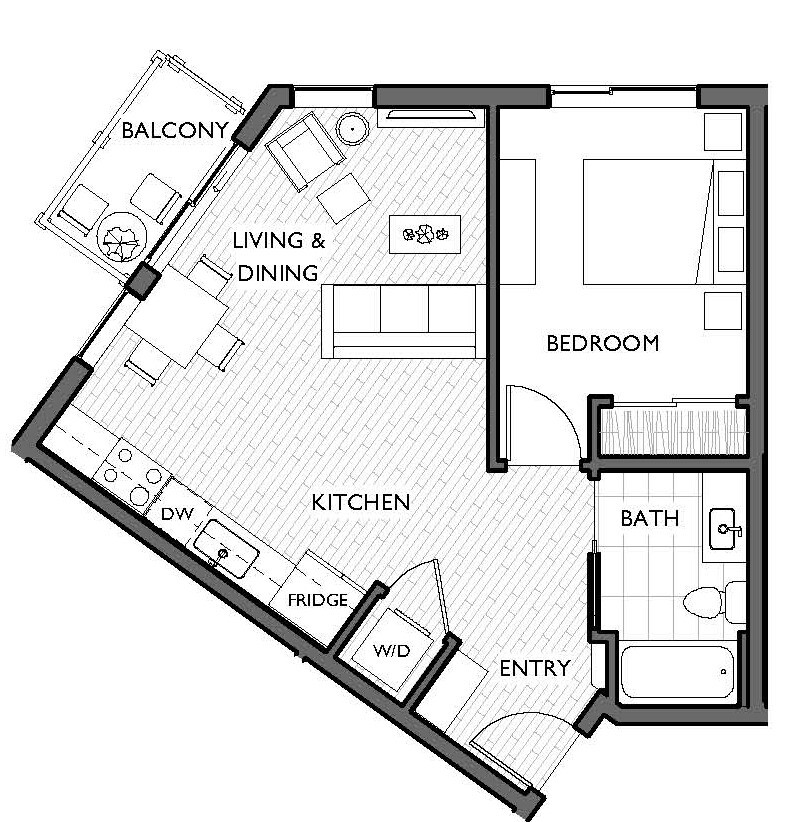 Floor Plan - 1x1 B-D