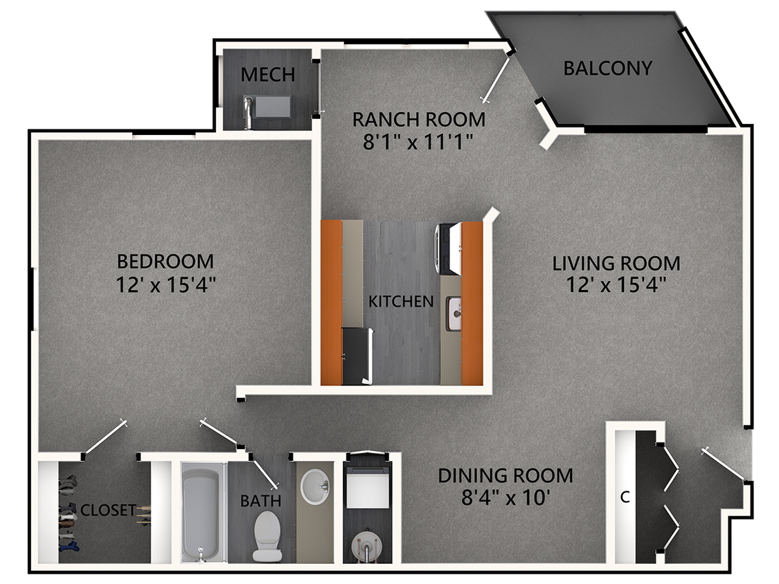 Floor Plan - 1 Bedroom