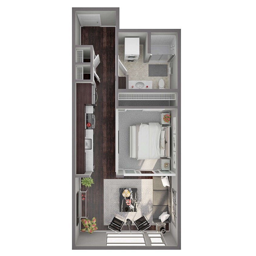 Floor Plan - 1 Bed/1 Bath Open - F