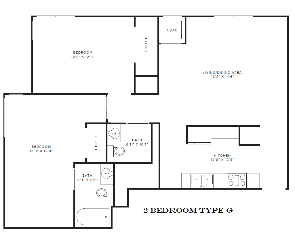 Floor Plan - 2 Bedroom - Type G