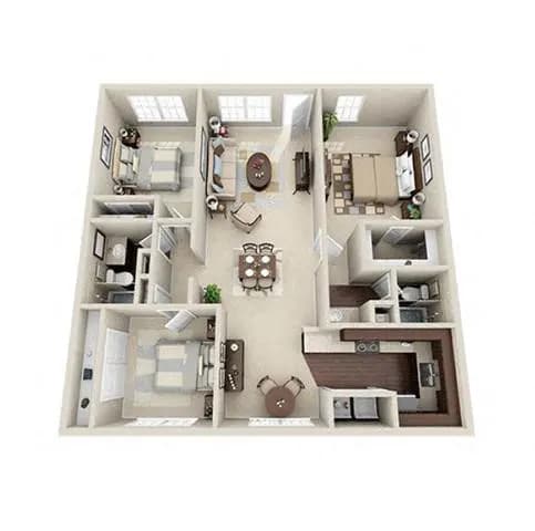 Floor Plan - 3 Bedroom 2 Bathroom