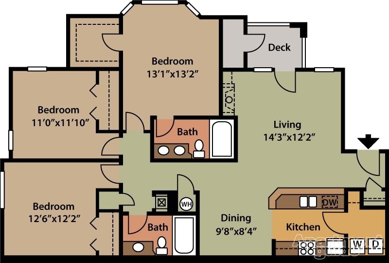 3BR/2BA - Three bedrooms / Two bathrooms