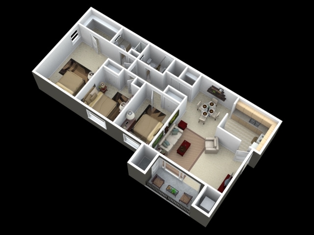 The Fernwood - Three bedroom, two bath apartment