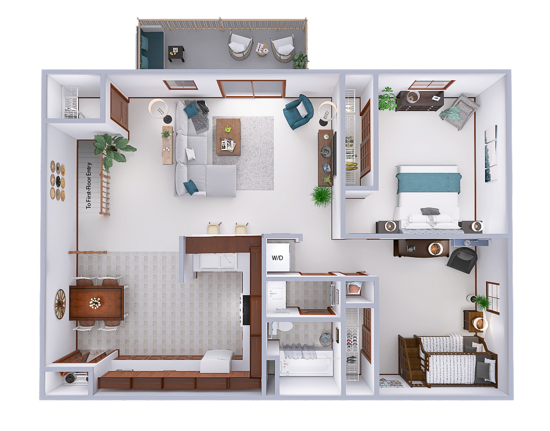 Floor Plan - 2 Bed, 1 Bath Upper