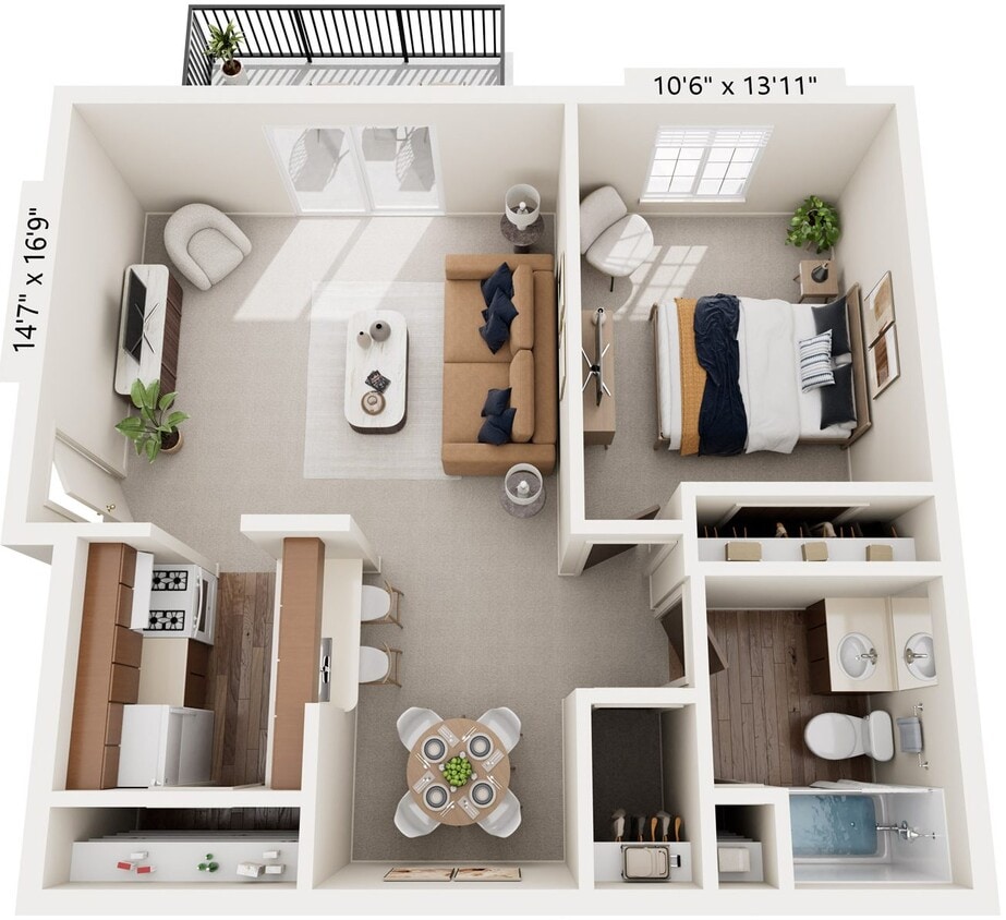 Floor Plan - One Bedroom - Classic