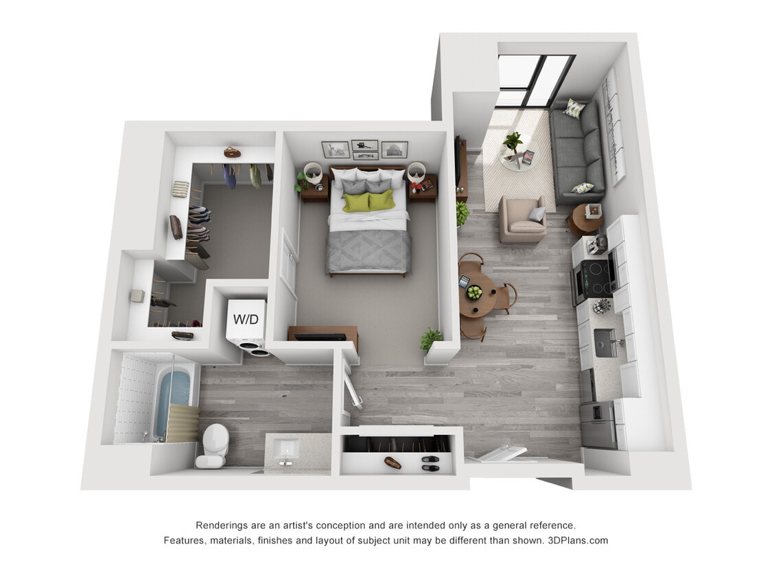 The Glenn - A4 - 0x1 - 1 Beds - 1 Baths - 624 Sq. ft. - A4