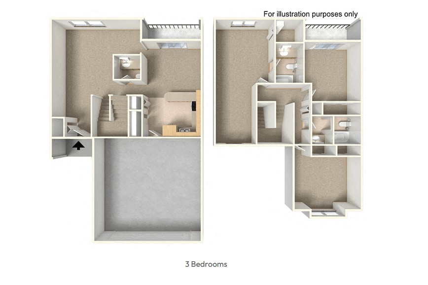 Floor Plan - 3 Bed 2.5 Bath Woods Townhome
