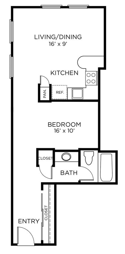 A7 - 1x1 floor plan The Rice - A7 - 1x1