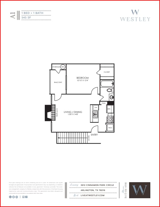 A1 WESTLY.png - 1 Bedroom, 1 Bath