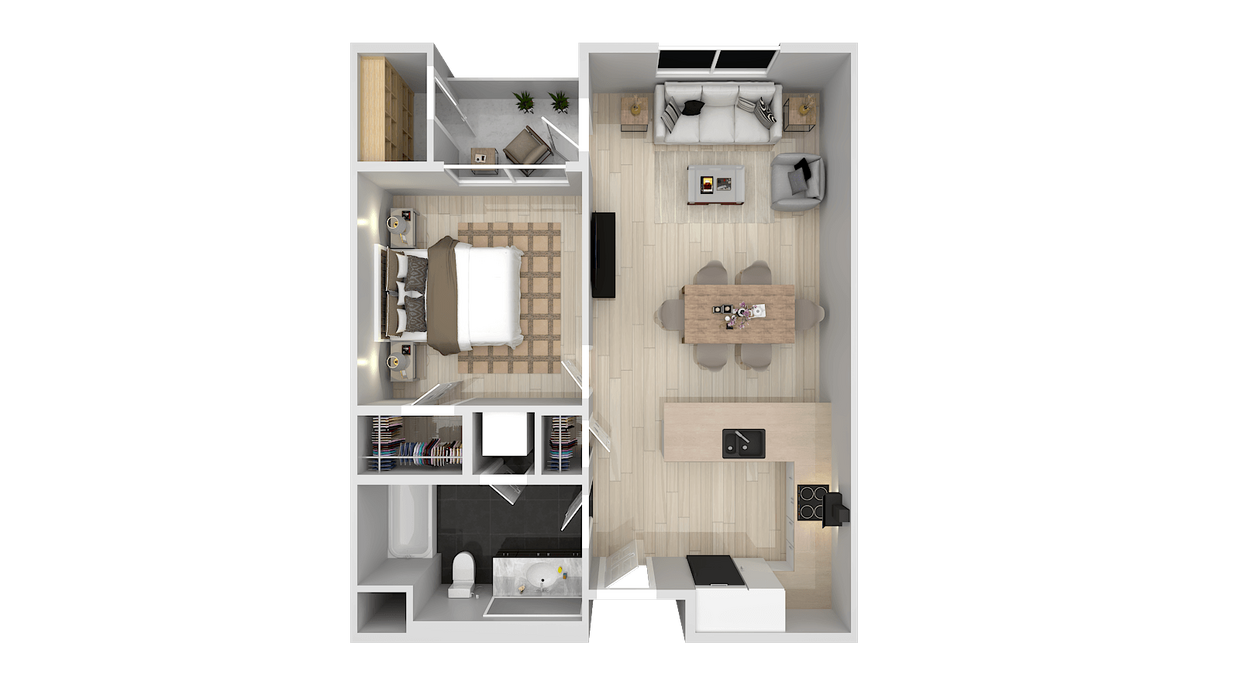 Floor Plan - 1 Bedroom 1 Bath A